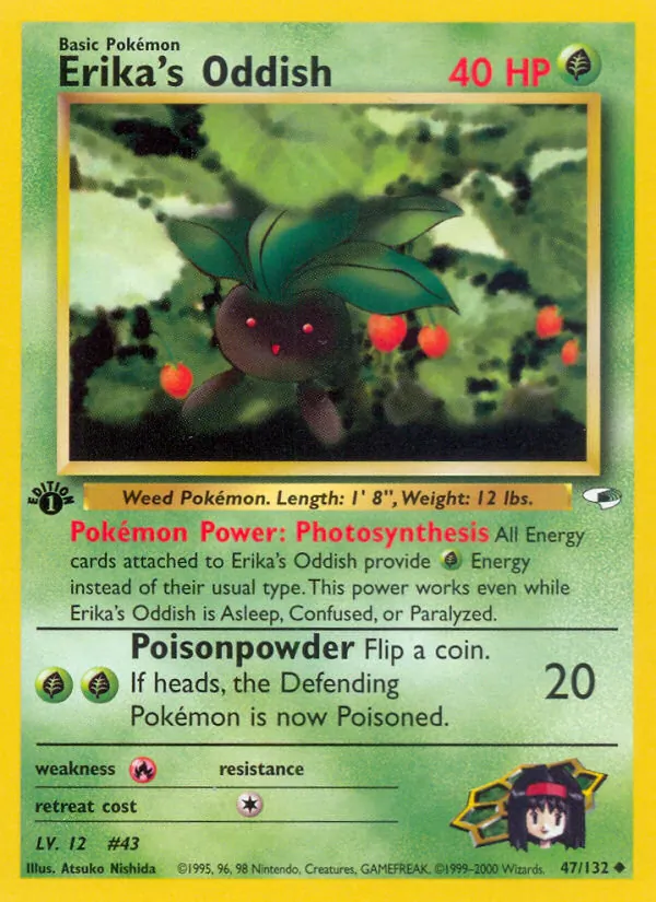 Erika's Oddish card from Gym Heroes, number 47/132