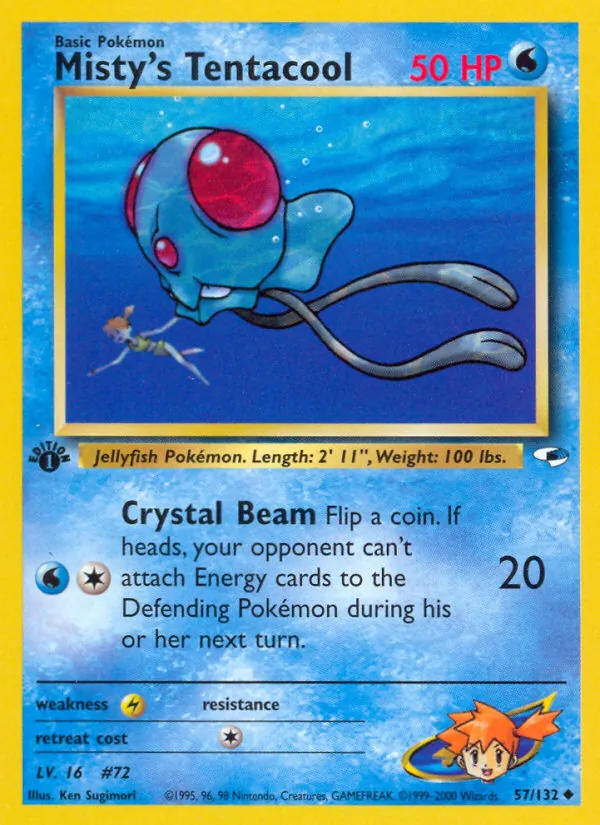 Misty's Tentacool card from Gym Heroes, number 57/132