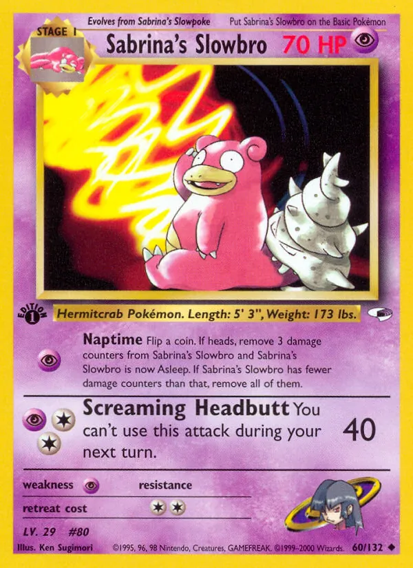 Sabrina's Slowbro card from Gym Heroes, number 60/132