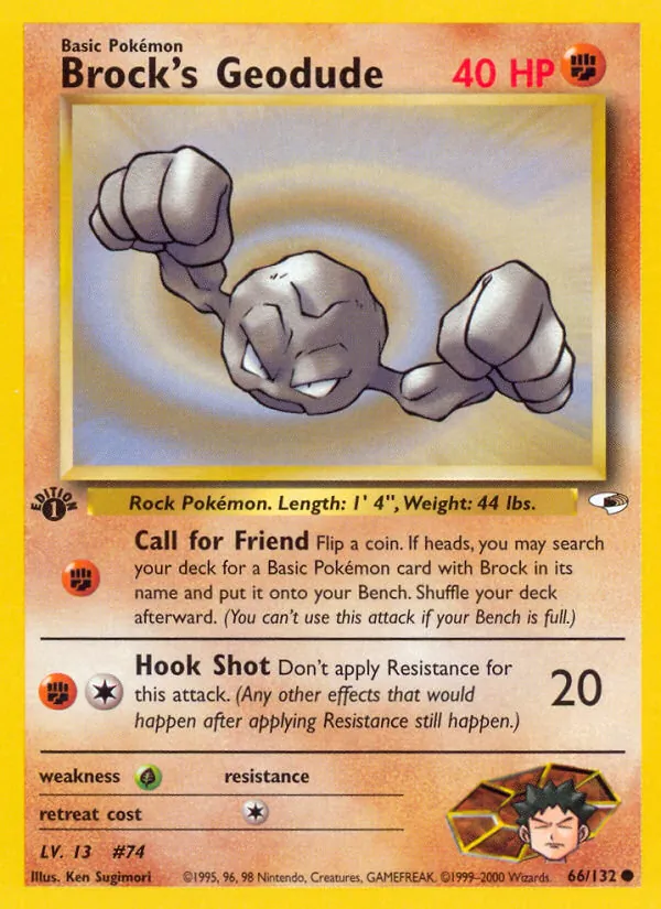 Brock's Geodude card from Gym Heroes, number 66/132