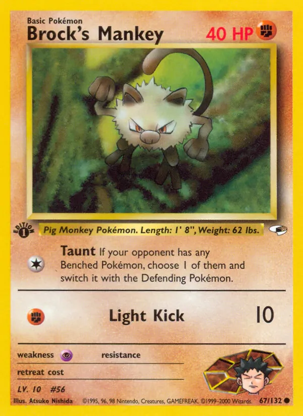 Brock's Mankey card from Gym Heroes, number 67/132