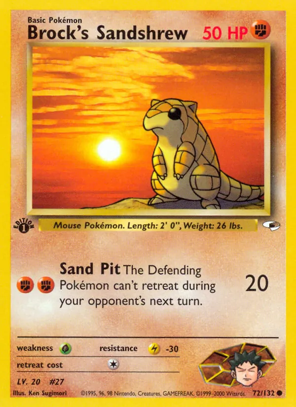 Brock's Sandshrew card from Gym Heroes, number 72/132
