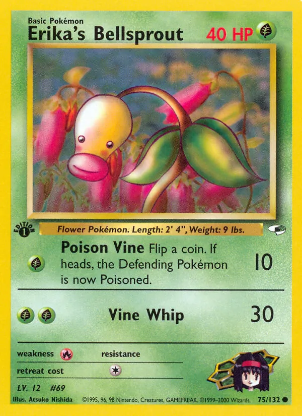 Erika's Bellsprout card from Gym Heroes, number 75/132