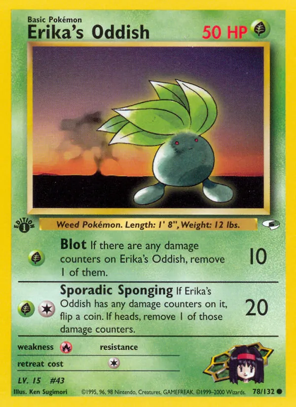 Erika's Oddish card from Gym Heroes, number 78/132