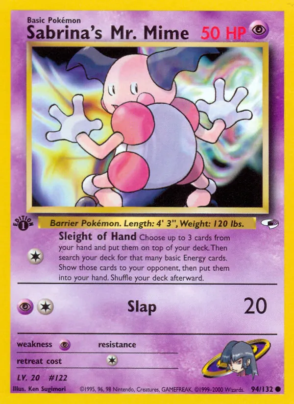 Sabrina's Mr. Mime card from Gym Heroes, number 94/132