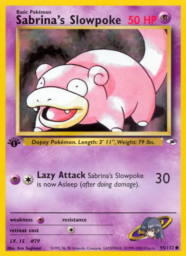 Sabrina's Slowpoke card from Gym Heroes, number 95/132