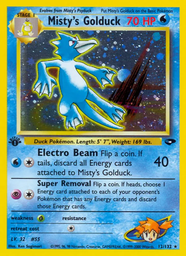 Misty's Golduck card from Gym Challenge, number 12/132