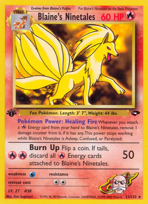 Blaine's Ninetales card from Gym Challenge, number 21/132