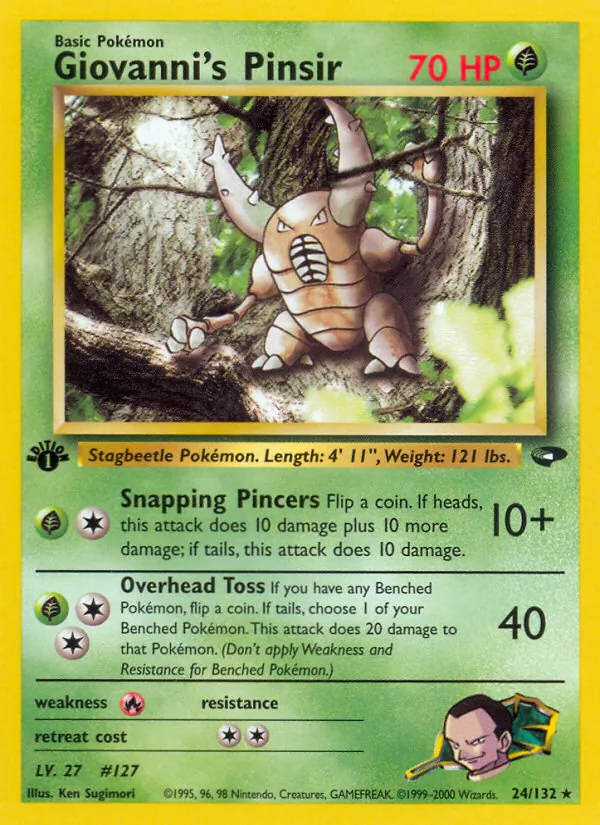 Giovanni's Pinsir card from Gym Challenge, number 24/132
