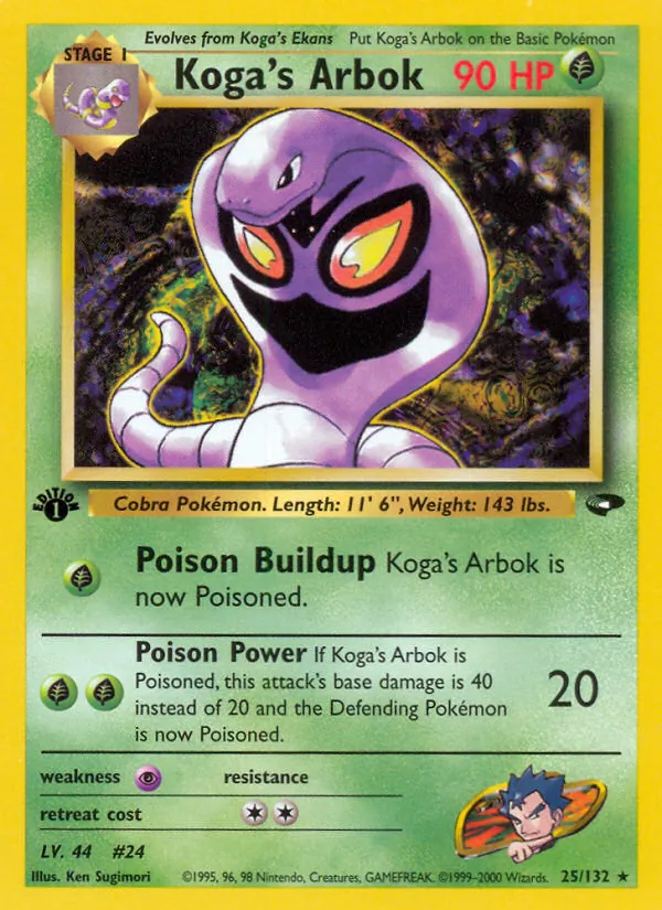 Koga's Arbok card from Gym Challenge, number 25/132