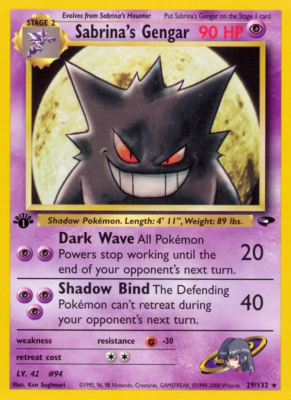 Sabrina's Gengar card from Gym Challenge, number 29/132