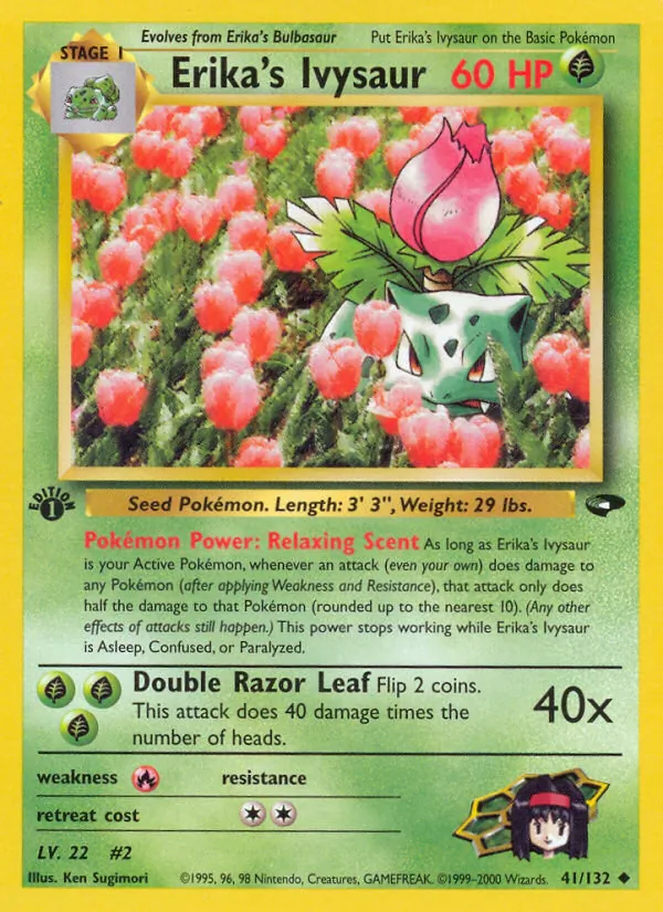 Erika's Ivysaur card from Gym Challenge, number 41/132