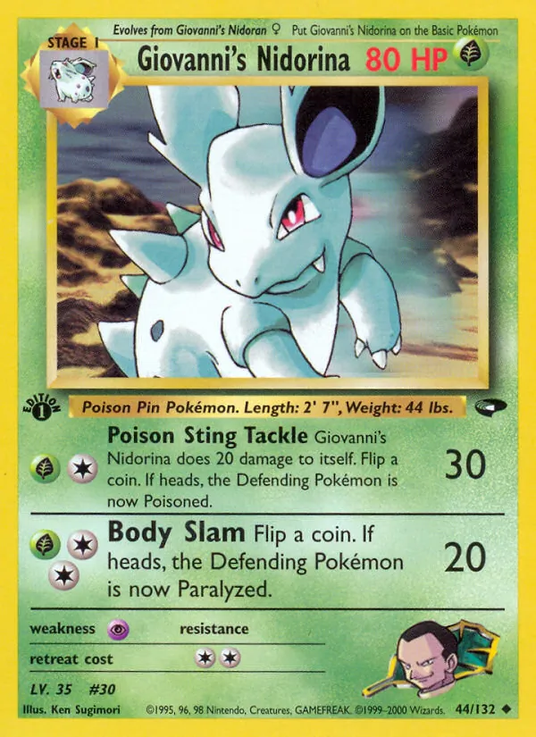 Giovanni's Nidorina card from Gym Challenge, number 44/132