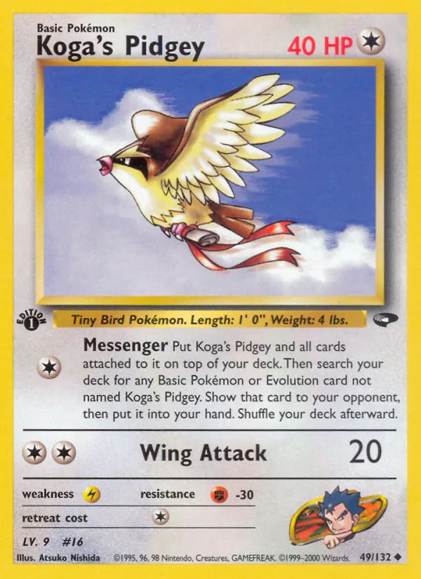 Koga's Pidgey card from Gym Challenge, number 49/132