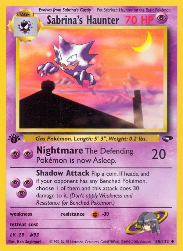 Sabrina's Haunter card from Gym Challenge, number 55/132