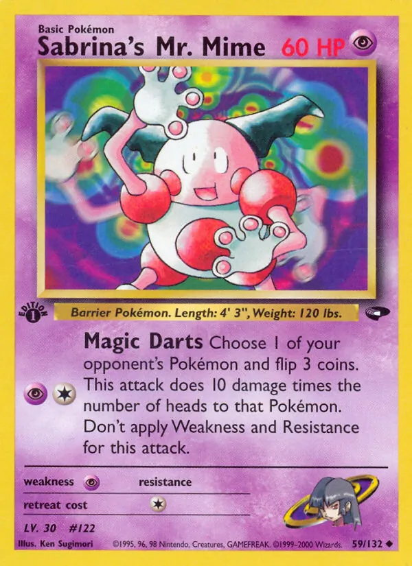 Sabrina's Mr. Mime card from Gym Challenge, number 59/132