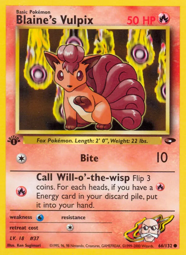 Blaine's Vulpix card from Gym Challenge, number 66/132