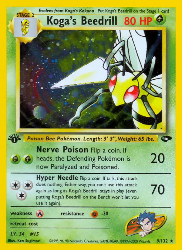 Koga's Beedrill card from Gym Challenge, number 9/132