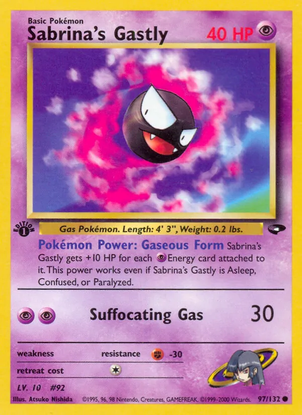 Sabrina's Gastly card from Gym Challenge, number 97/132