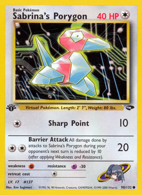 Sabrina's Porygon card from Gym Challenge, number 98/132
