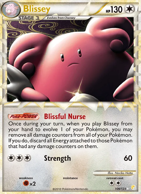 Kartu Blissey dari HeartGold SoulSilver, nomor 106/123