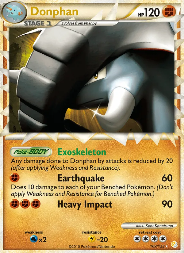 Donphan card from HeartGold SoulSilver, number 107/123