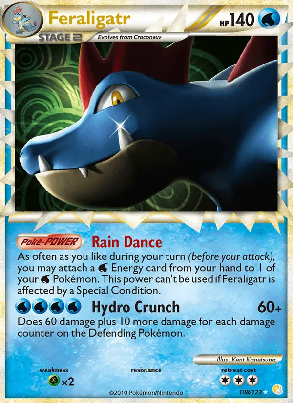 Kaart Feraligatr uit HeartGold SoulSilver, nummer 108/123