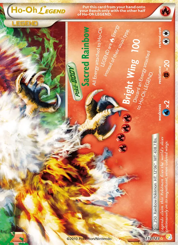 Kartu Ho-Oh LEGEND dari HeartGold SoulSilver, nomor 112/123