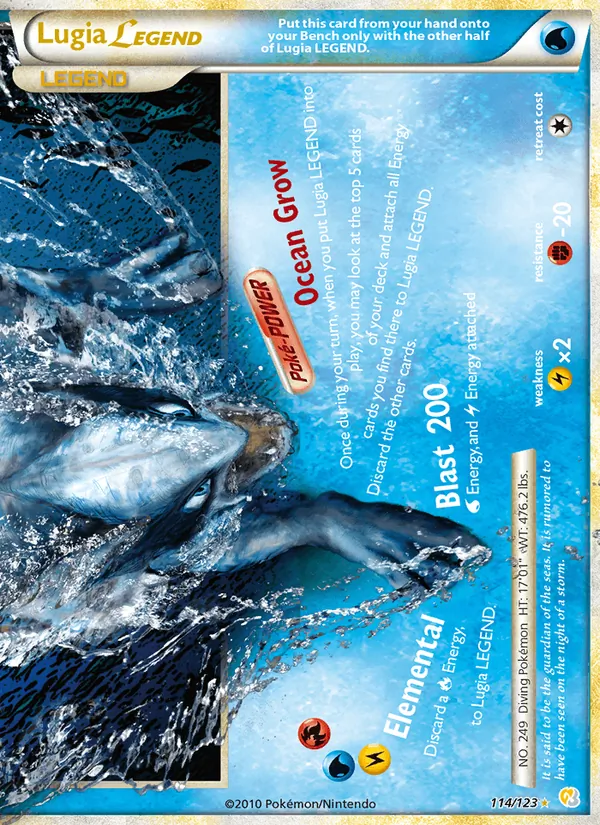 Kartu Lugia LEGEND dari HeartGold SoulSilver, nomor 114/123