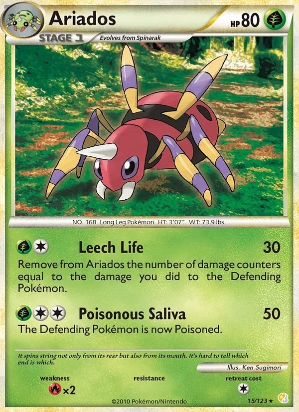 Kaart Ariados uit HeartGold SoulSilver, nummer 15/123