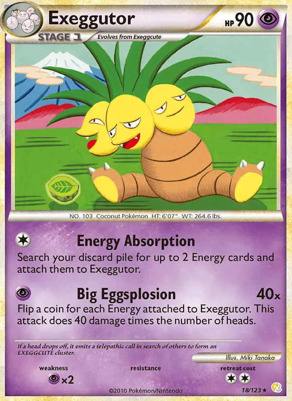 Kartu Exeggutor dari HeartGold SoulSilver, nomor 18/123