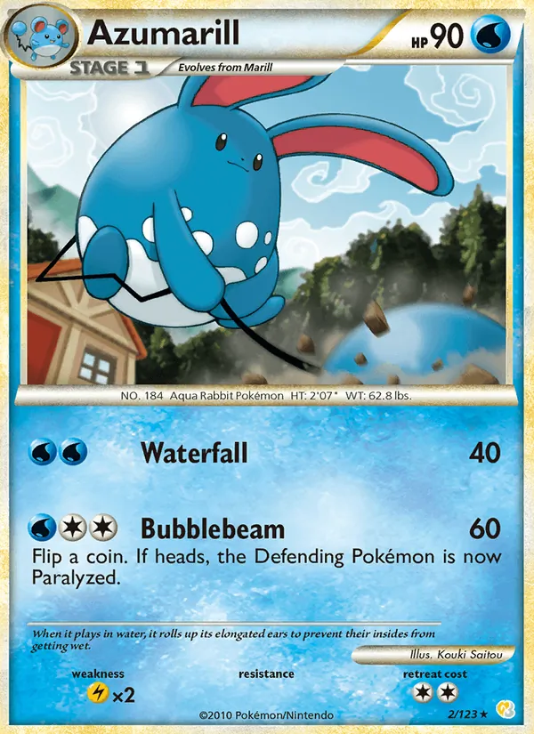 Azumarill card from HeartGold SoulSilver, number 2/123