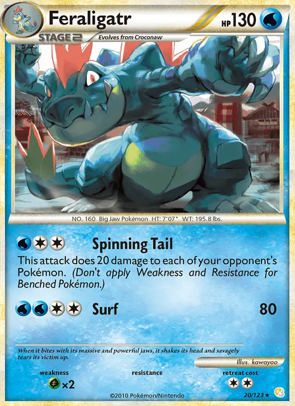 Feraligatr card from HeartGold SoulSilver, number 20/123
