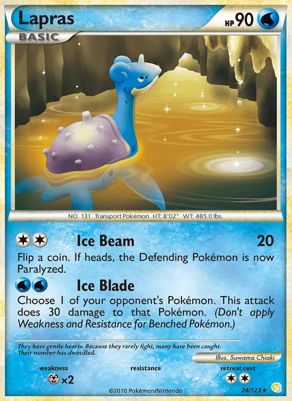Kaart Lapras uit HeartGold SoulSilver, nummer 24/123