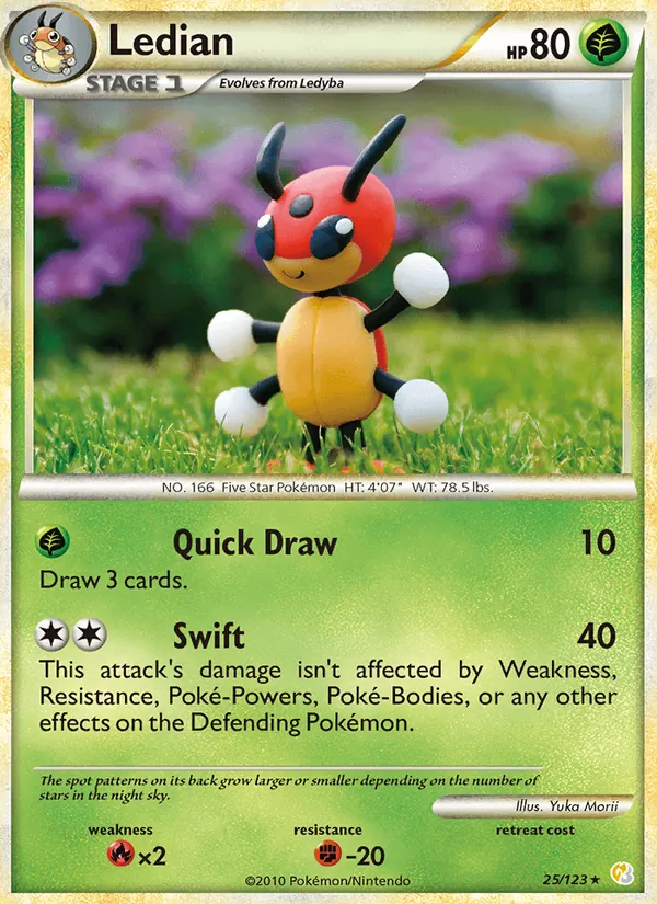 Ledian card from HeartGold SoulSilver, number 25/123