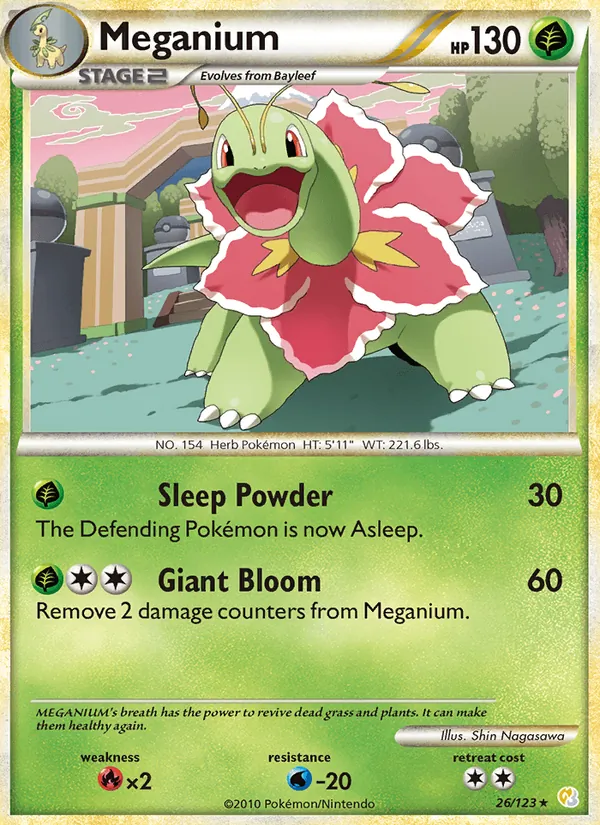 Kaart Meganium uit HeartGold SoulSilver, nummer 26/123
