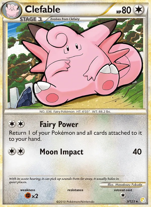 Kaart Clefable uit HeartGold SoulSilver, nummer 3/123