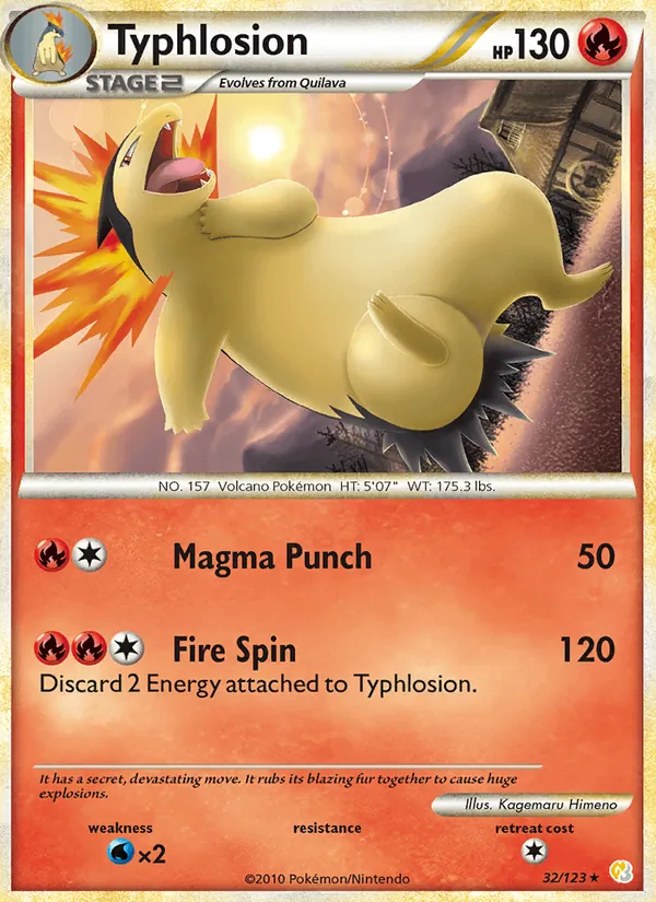 Kartu Typhlosion dari HeartGold SoulSilver, nomor 32/123