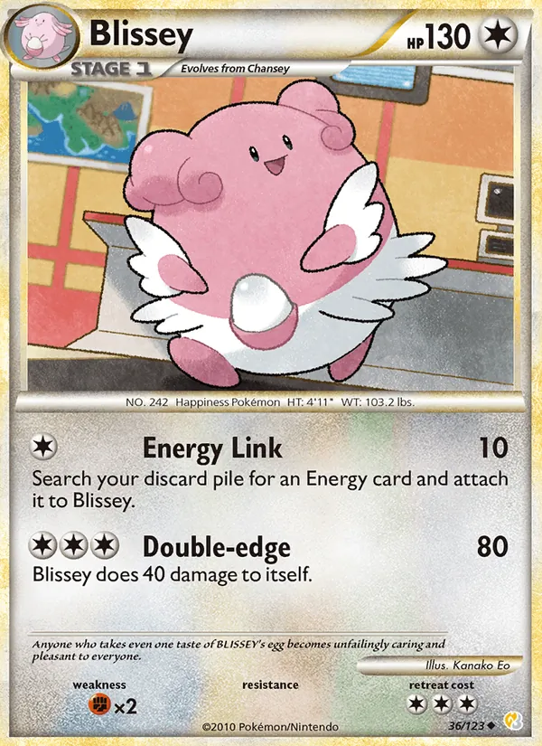 Kartu Blissey dari HeartGold SoulSilver, nomor 36/123