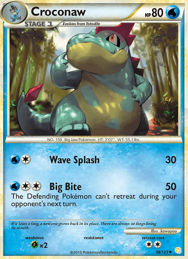 Kaart Croconaw uit HeartGold SoulSilver, nummer 38/123