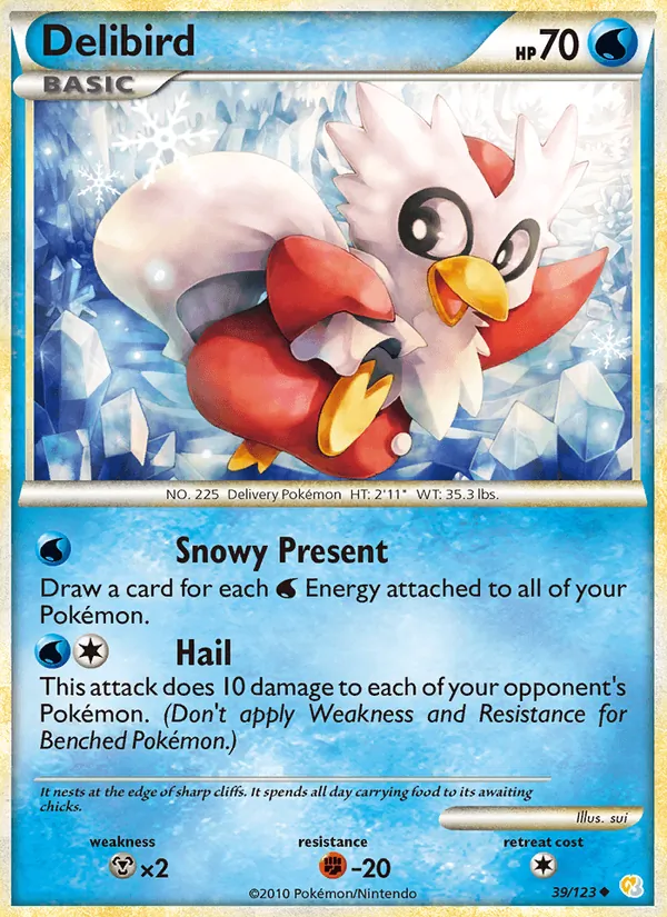 Carta Delibird de la expansión HeartGold SoulSilver, número 39/123