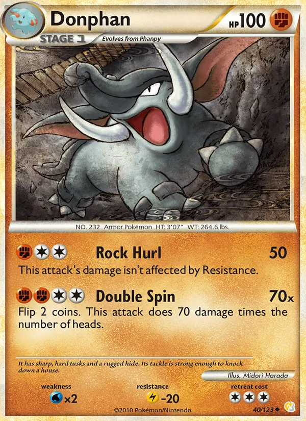 Kaart Donphan uit HeartGold SoulSilver, nummer 40/123
