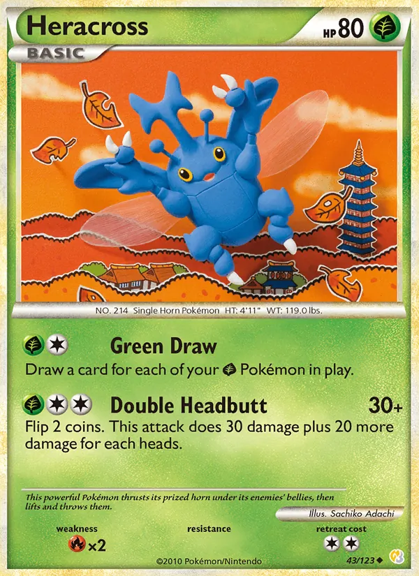 Kartu Heracross dari HeartGold SoulSilver, nomor 43/123