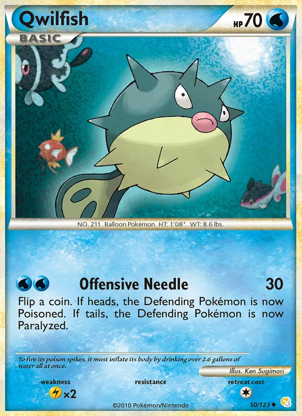 Kaart Qwilfish uit HeartGold SoulSilver, nummer 50/123