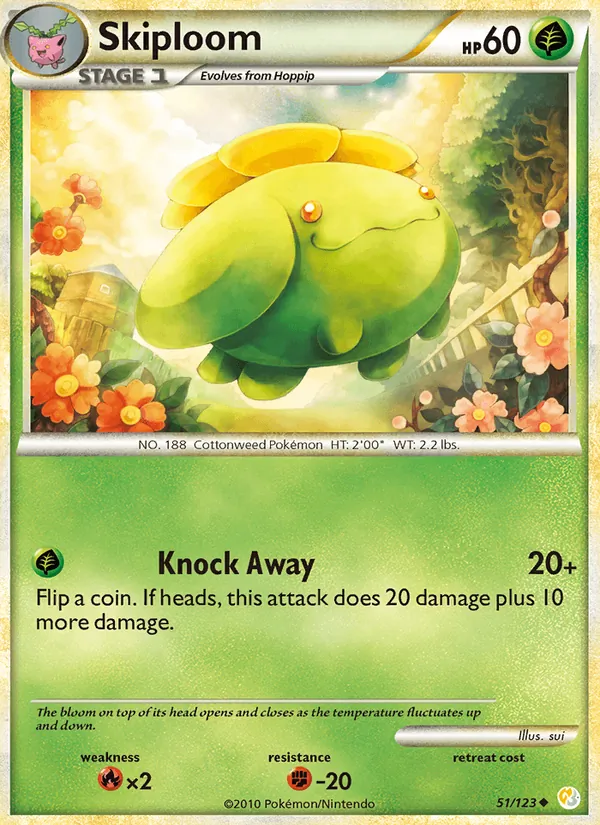 Kaart Skiploom uit HeartGold SoulSilver, nummer 51/123