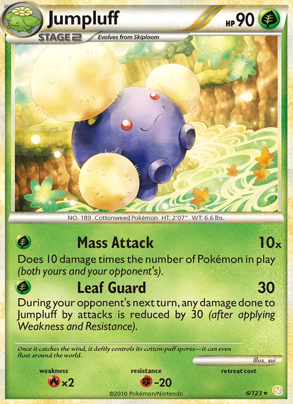 Kaart Jumpluff uit HeartGold SoulSilver, nummer 6/123