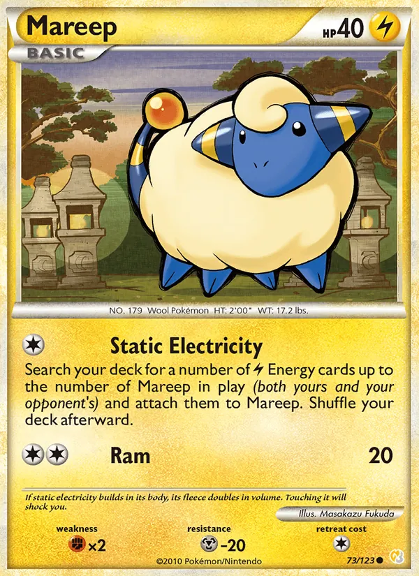Kartu Mareep dari HeartGold SoulSilver, nomor 73/123