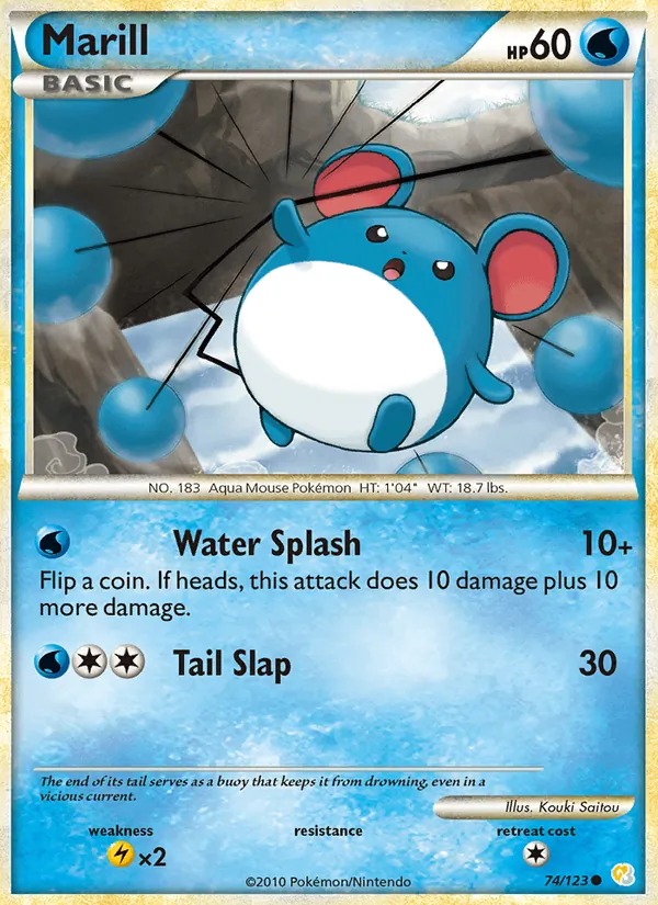 Kaart Marill uit HeartGold SoulSilver, nummer 74/123
