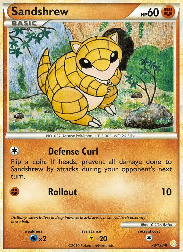 Kaart Sandshrew uit HeartGold SoulSilver, nummer 79/123