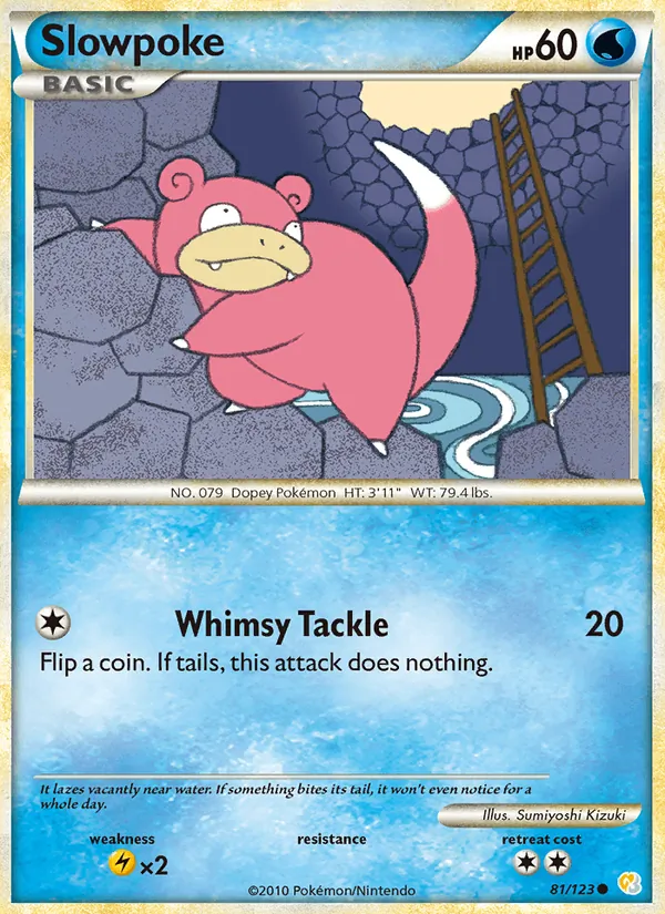 Kaart Slowpoke uit HeartGold SoulSilver, nummer 81/123